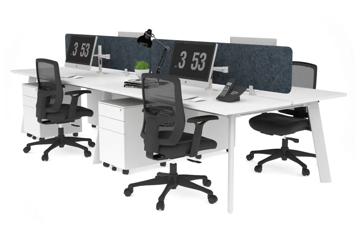 Switch - 4 Person Workstation White Frame [1600L x 800W with Cable Scallop]