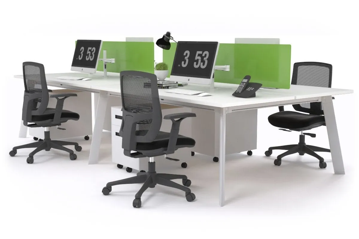 Switch - 4 Person Workstation White Frame [1600L x 800W with Cable Scallop]
