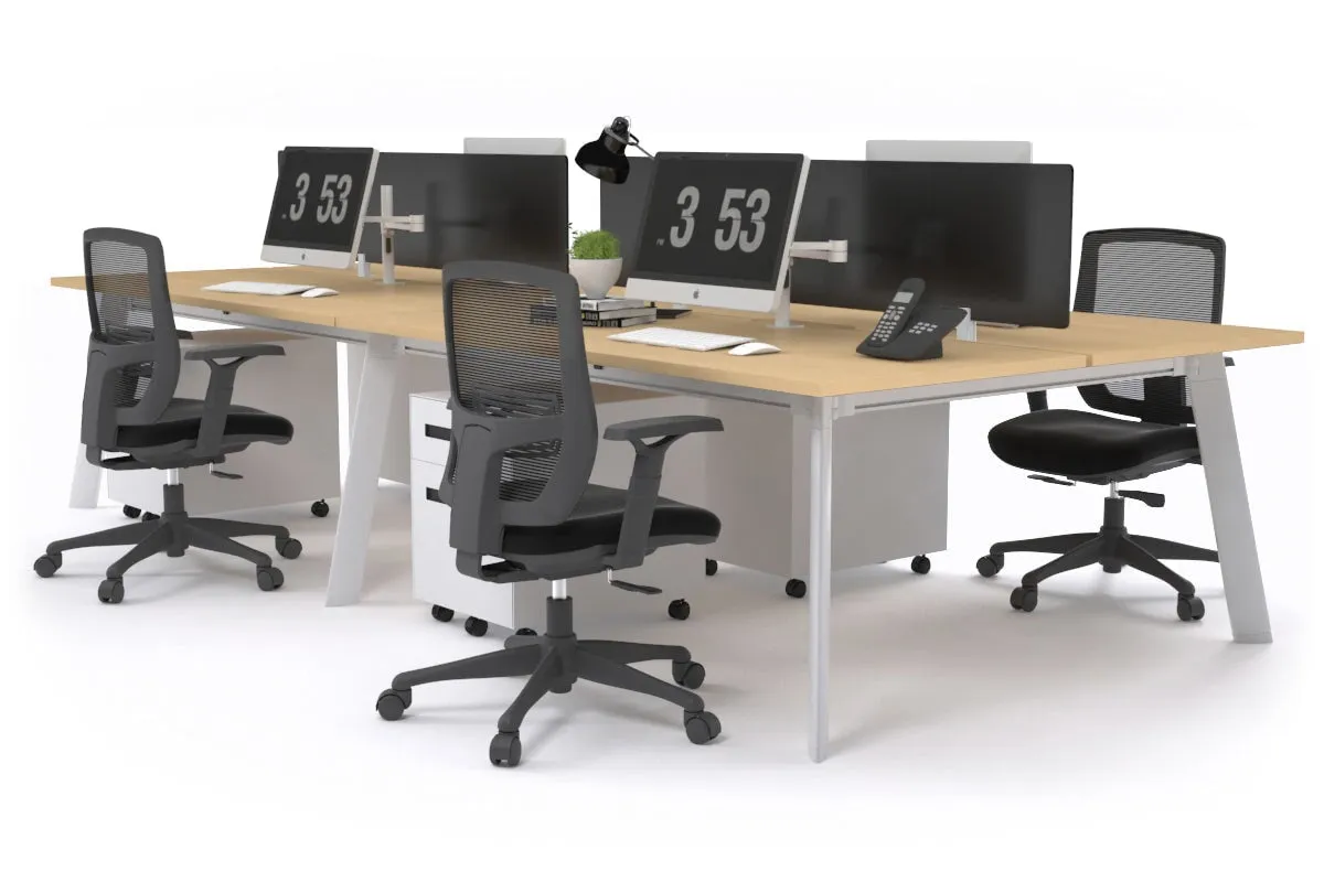 Switch - 4 Person Workstation White Frame [1600L x 800W with Cable Scallop]