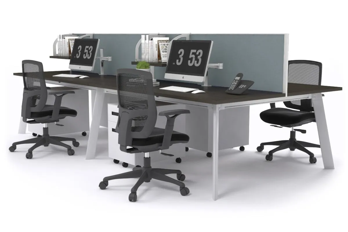 Switch - 4 Person Workstation White Frame [1600L x 800W with Cable Scallop]