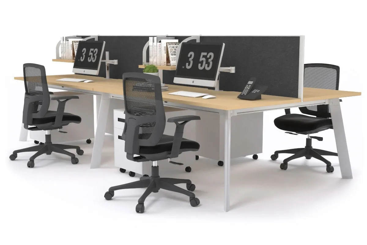 Switch - 4 Person Workstation White Frame [1600L x 800W with Cable Scallop]