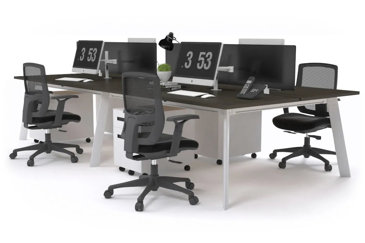 Switch - 4 Person Workstation White Frame [1600L x 800W with Cable Scallop]