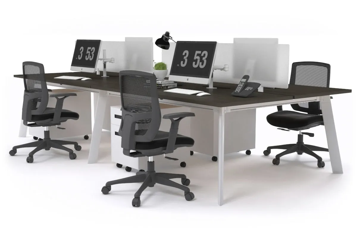 Switch - 4 Person Workstation White Frame [1600L x 800W with Cable Scallop]