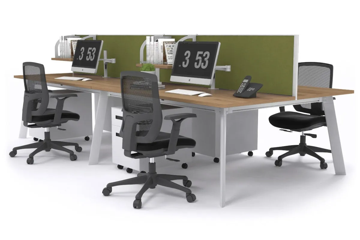 Switch - 4 Person Workstation White Frame [1600L x 800W with Cable Scallop]