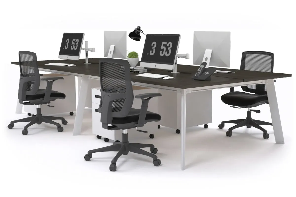 Switch - 4 Person Workstation White Frame [1600L x 800W with Cable Scallop]