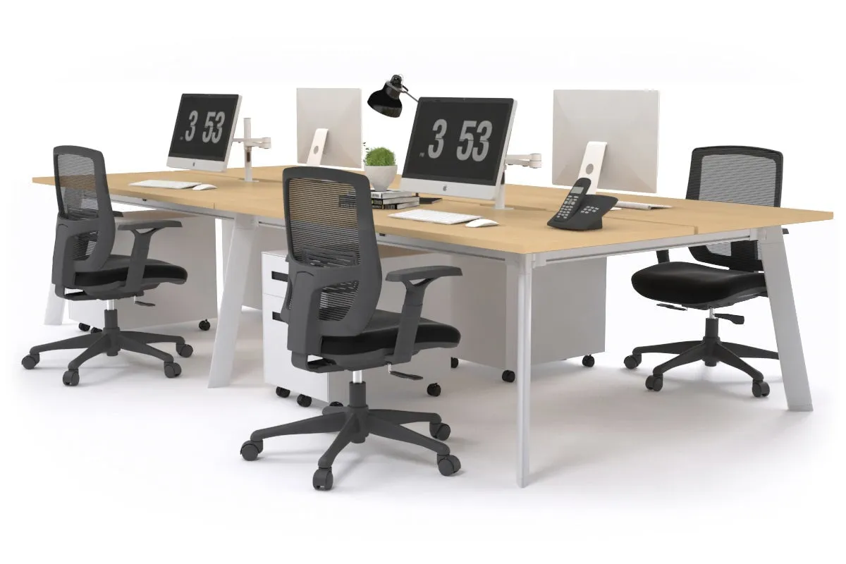 Switch - 4 Person Workstation White Frame [1600L x 800W with Cable Scallop]