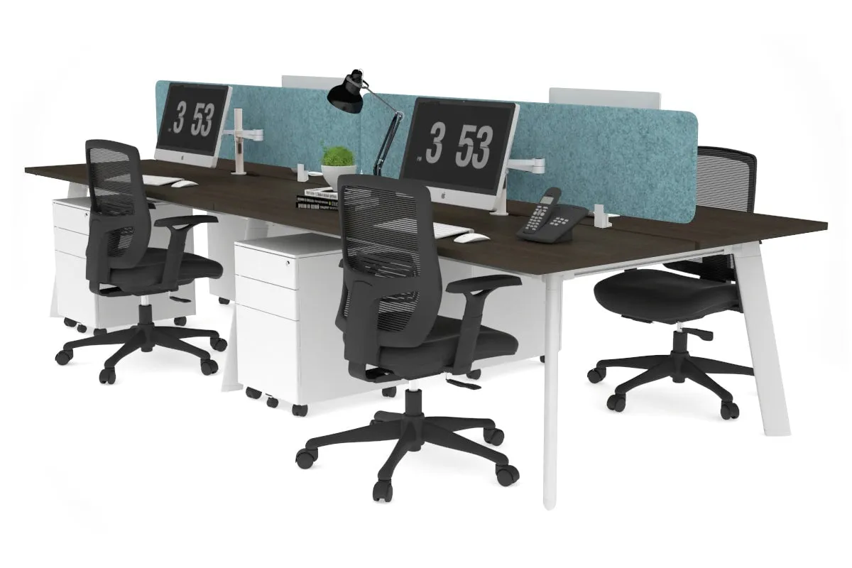 Switch - 4 Person Workstation White Frame [1600L x 800W with Cable Scallop]