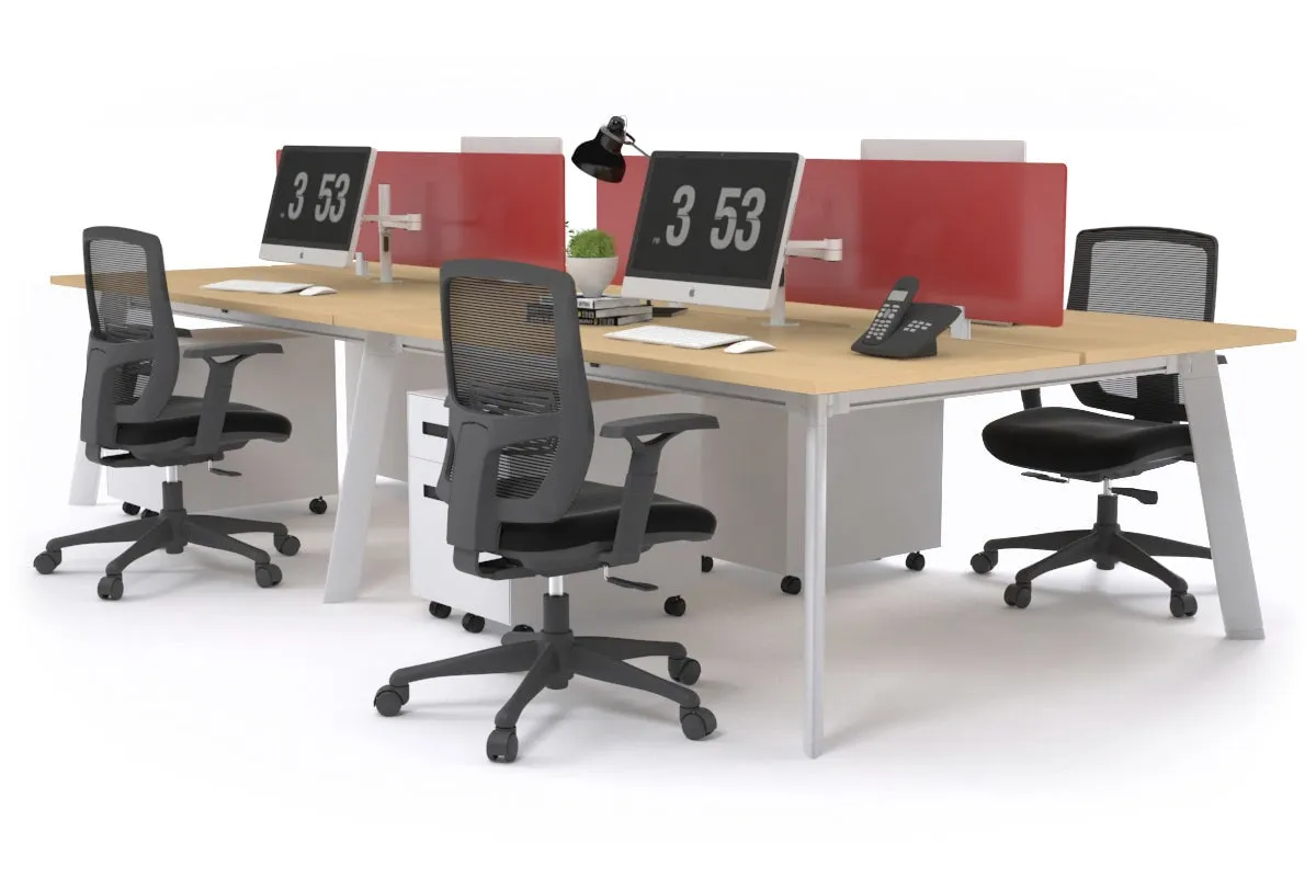 Switch - 4 Person Workstation White Frame [1600L x 800W with Cable Scallop]