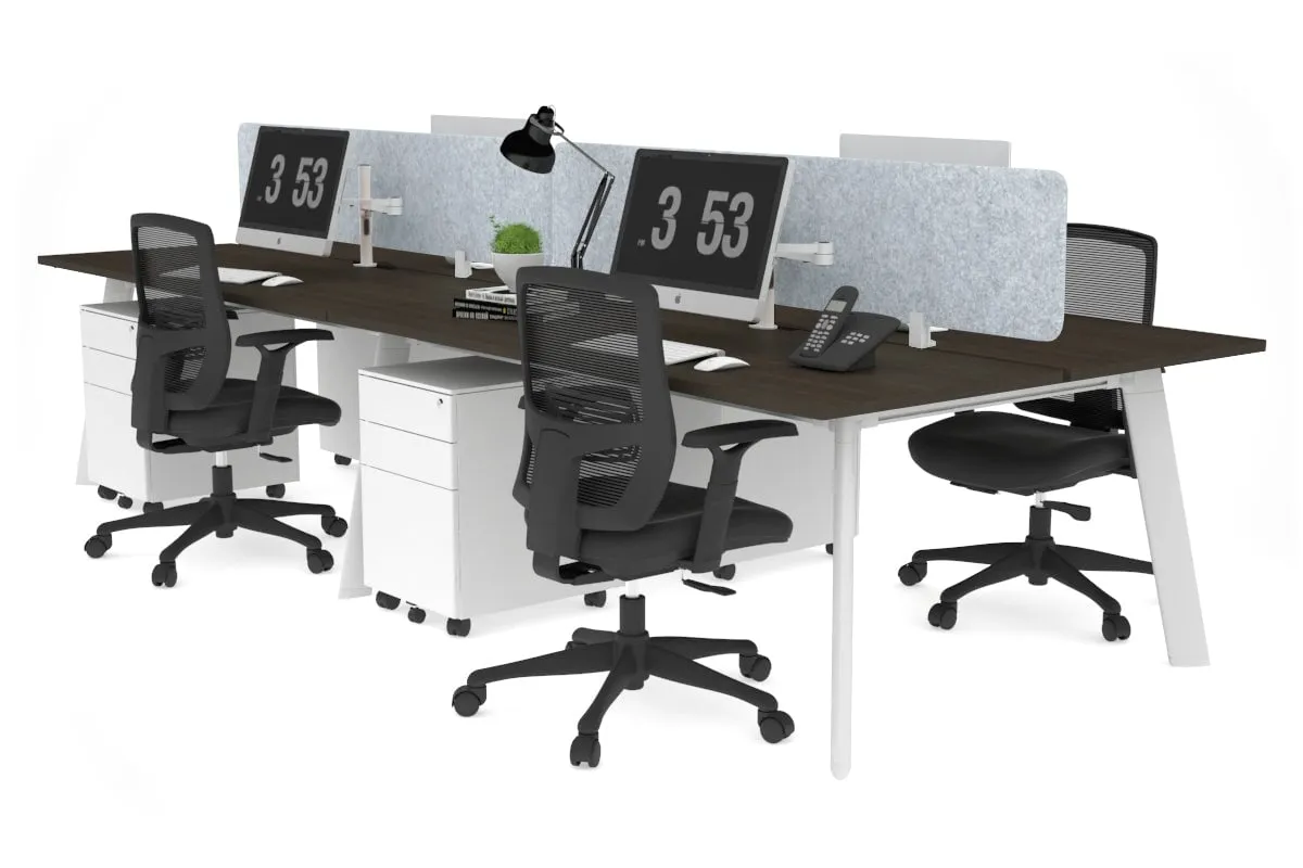 Switch - 4 Person Workstation White Frame [1600L x 800W with Cable Scallop]