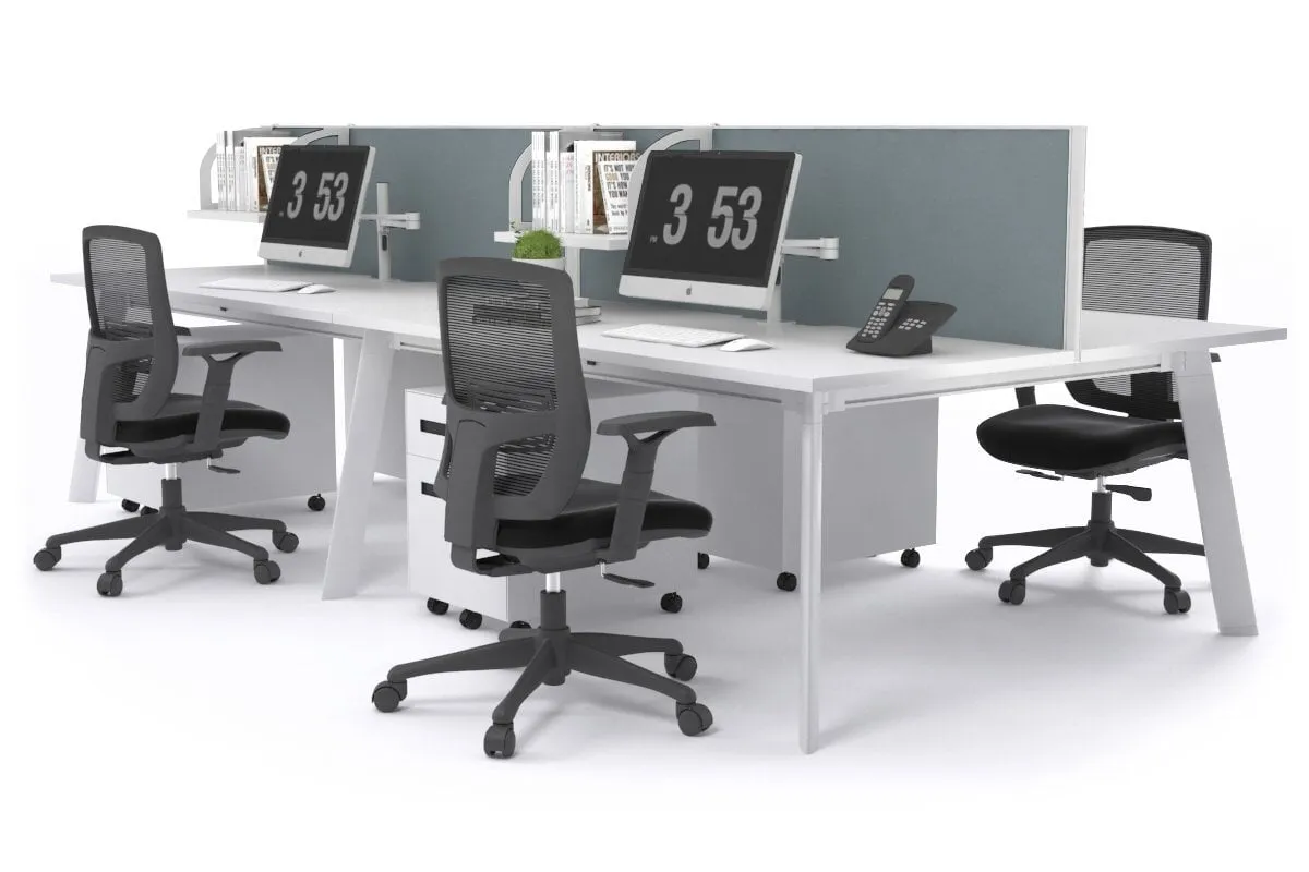Switch - 4 Person Workstation White Frame [1600L x 800W with Cable Scallop]