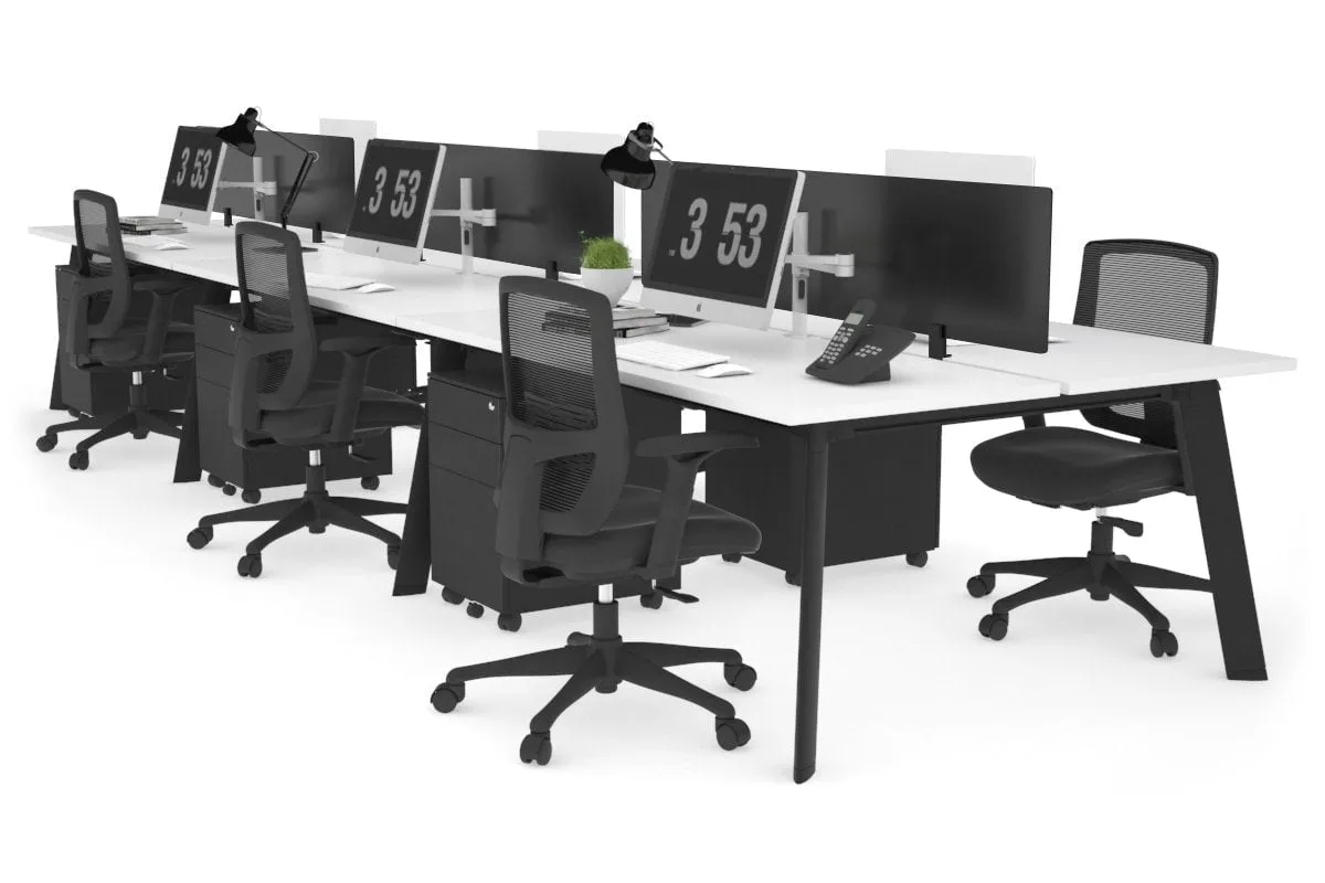 Switch - 6 Person Workstation Black Frame [1600L x 700W]