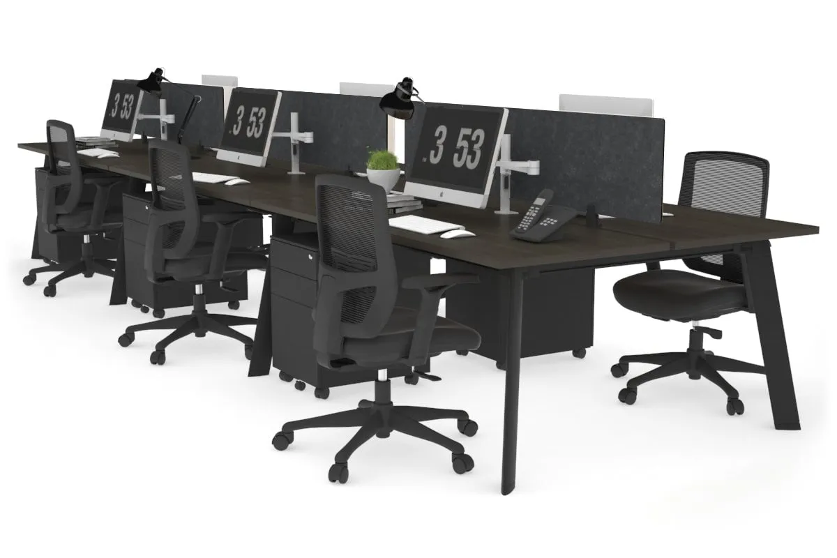 Switch - 6 Person Workstation Black Frame [1600L x 700W]