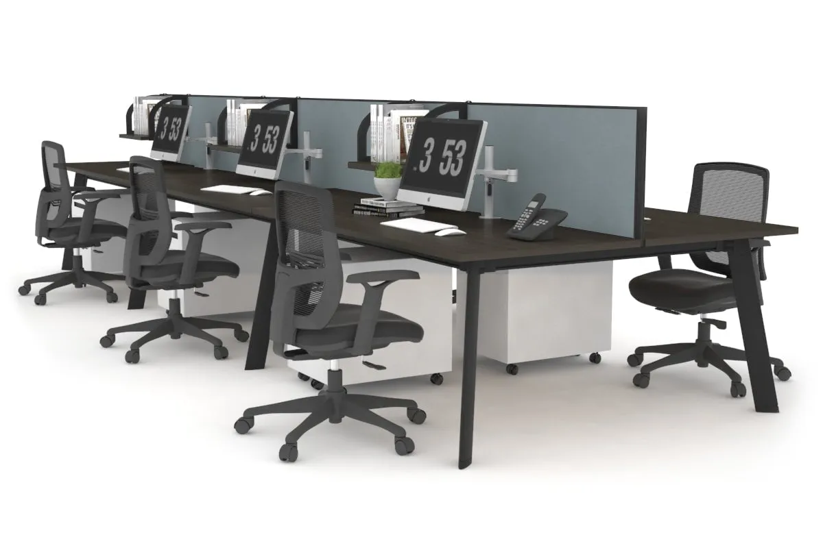 Switch - 6 Person Workstation Black Frame [1600L x 700W]