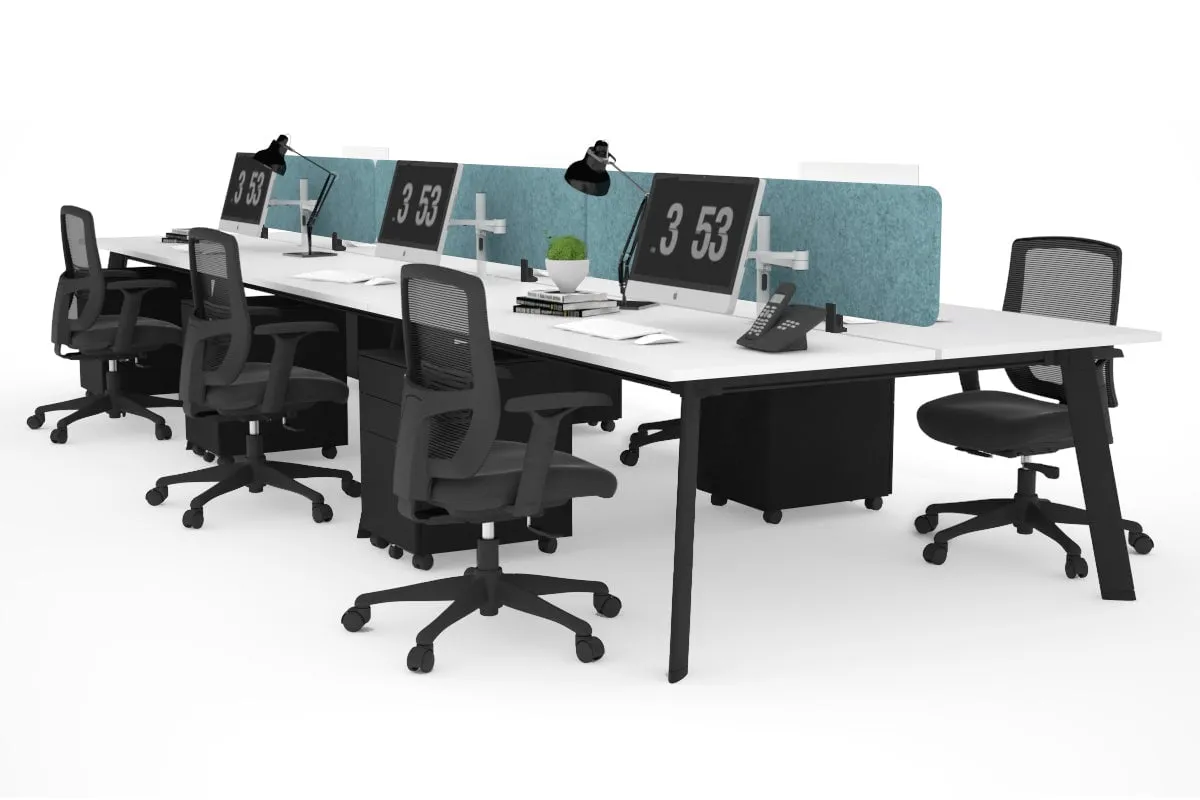 Switch - 6 Person Workstation Black Frame [1600L x 700W]