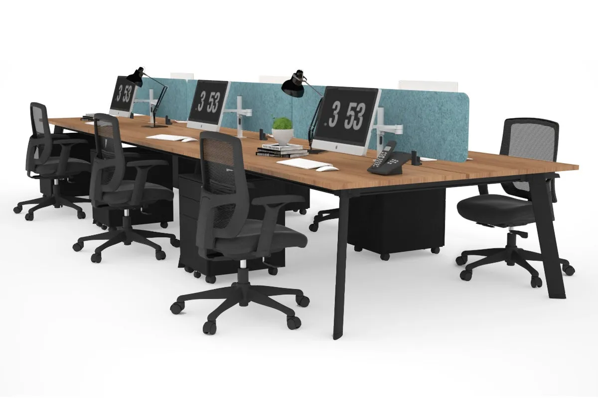 Switch - 6 Person Workstation Black Frame [1600L x 700W]