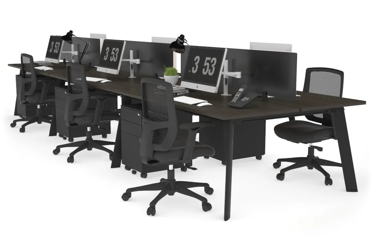 Switch - 6 Person Workstation Black Frame [1600L x 700W]