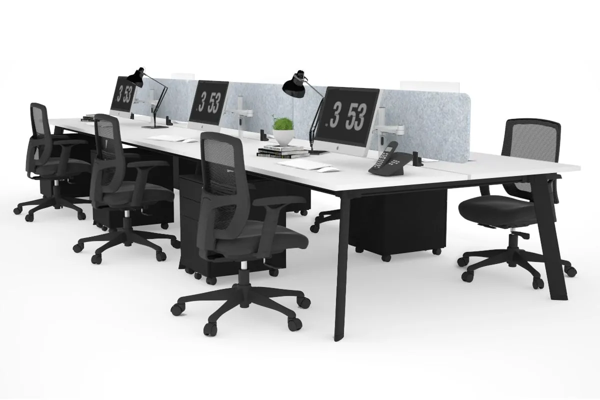 Switch - 6 Person Workstation Black Frame [1600L x 700W]