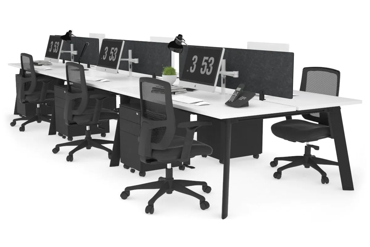 Switch - 6 Person Workstation Black Frame [1600L x 700W]