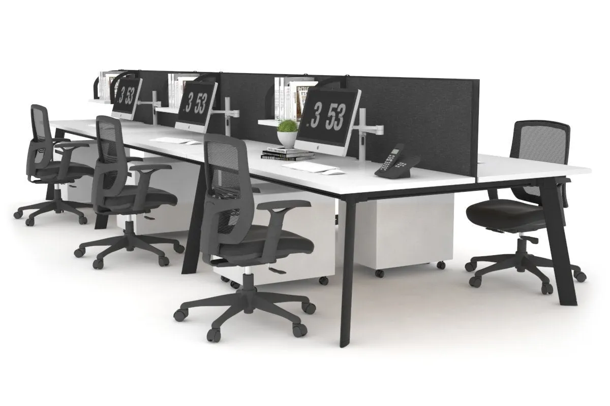 Switch - 6 Person Workstation Black Frame [1600L x 700W]