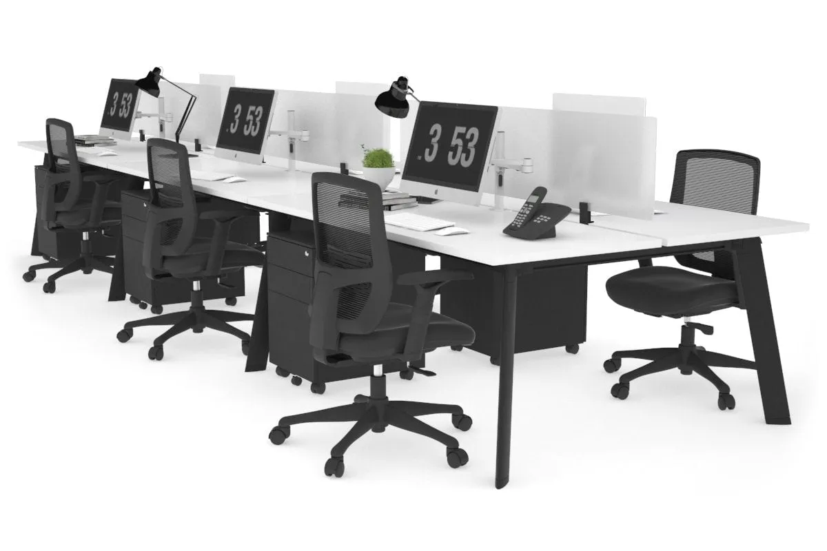 Switch - 6 Person Workstation Black Frame [1600L x 700W]