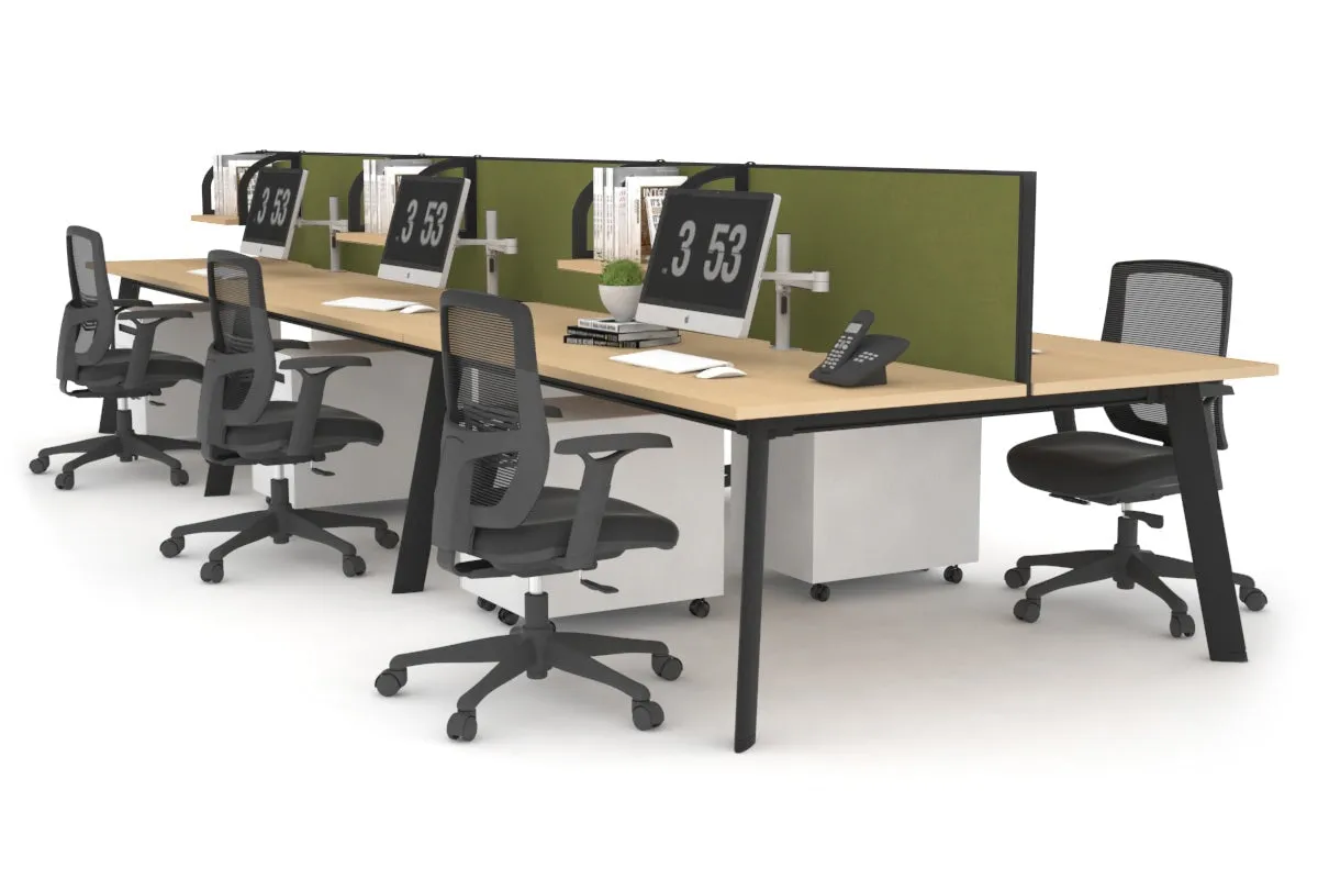 Switch - 6 Person Workstation Black Frame [1600L x 700W]