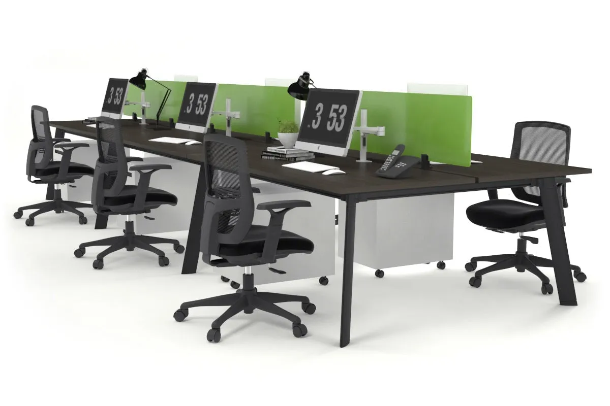 Switch - 6 Person Workstation Black Frame [1600L x 800W with Cable Scallop]