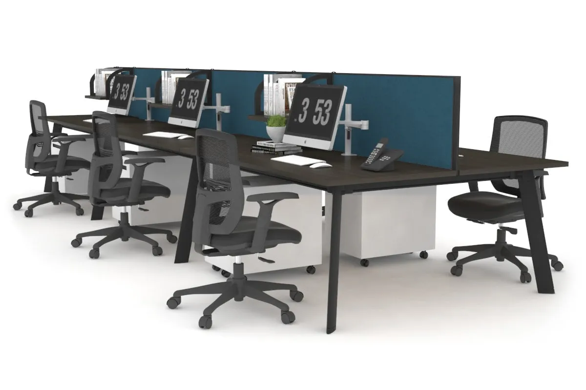Switch - 6 Person Workstation Black Frame [1600L x 800W with Cable Scallop]