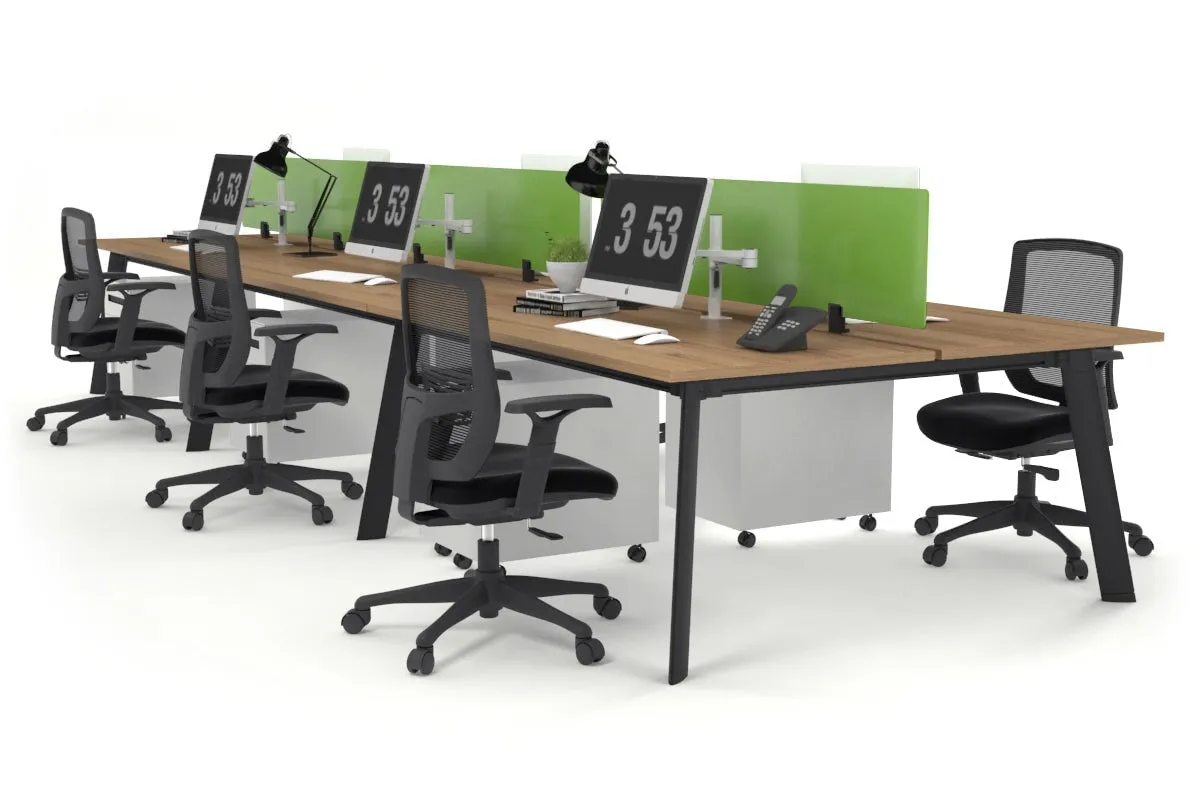 Switch - 6 Person Workstation Black Frame [1600L x 800W with Cable Scallop]