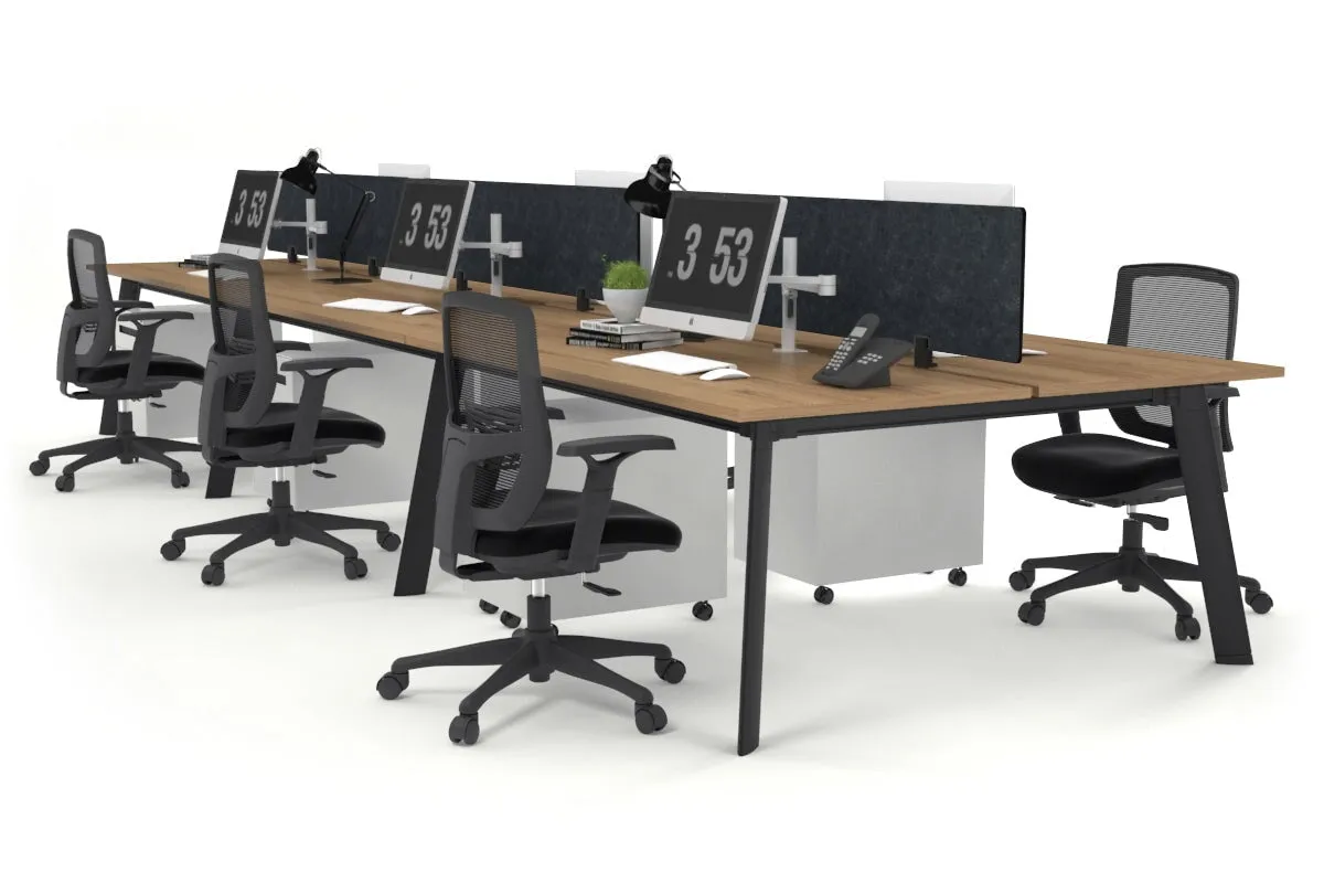 Switch - 6 Person Workstation Black Frame [1600L x 800W with Cable Scallop]