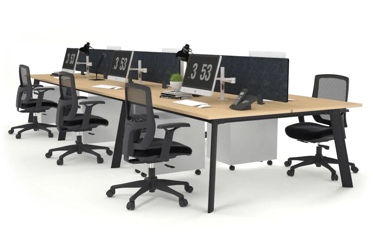 Switch - 6 Person Workstation Black Frame [1600L x 800W with Cable Scallop]