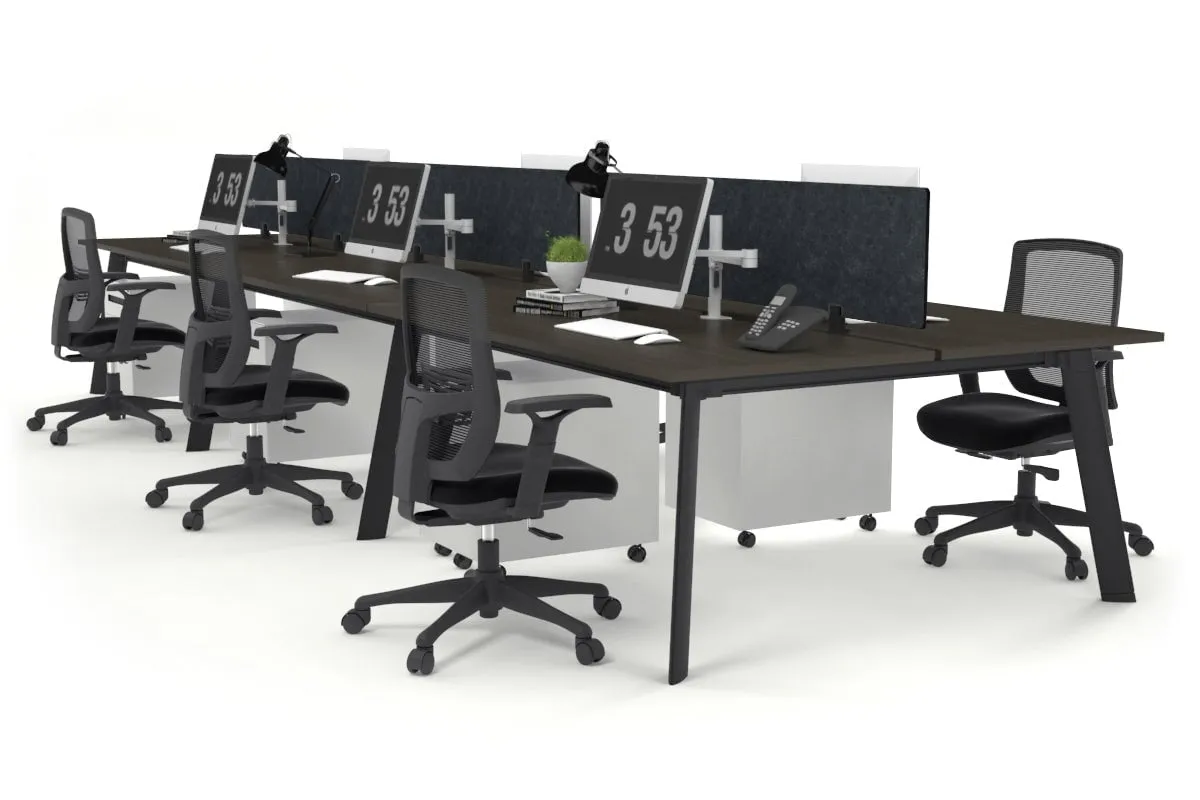 Switch - 6 Person Workstation Black Frame [1600L x 800W with Cable Scallop]