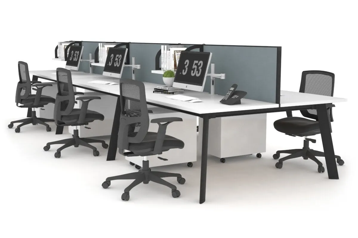 Switch - 6 Person Workstation Black Frame [1600L x 800W with Cable Scallop]