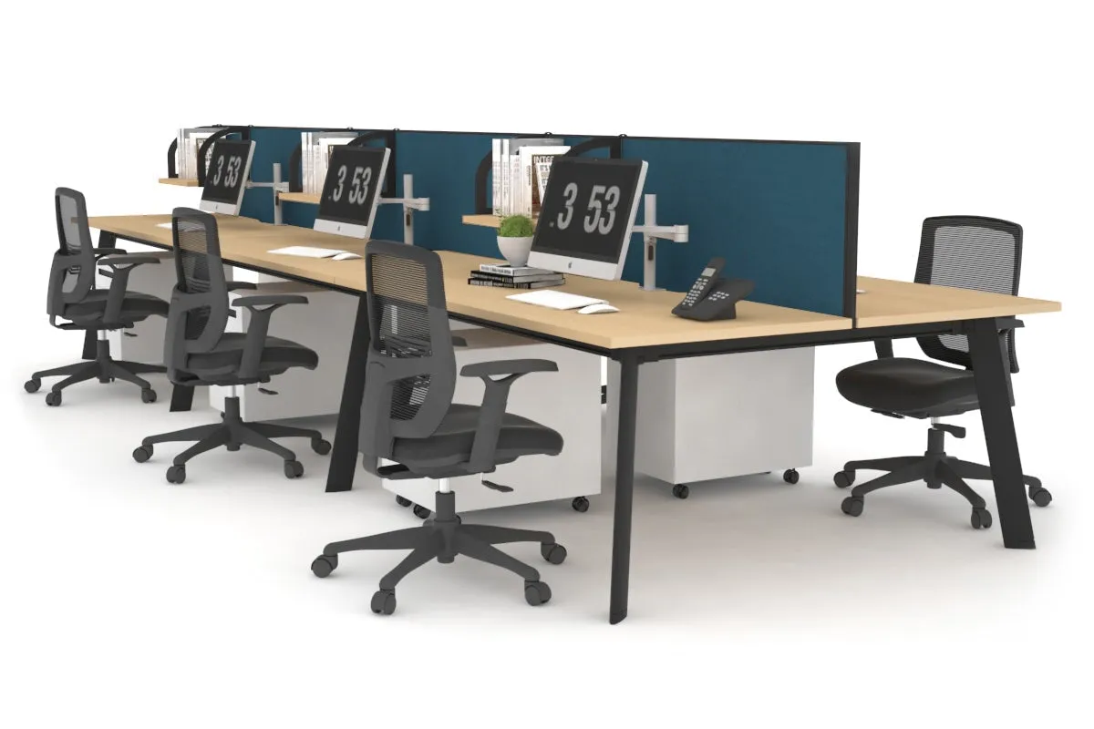 Switch - 6 Person Workstation Black Frame [1600L x 800W with Cable Scallop]