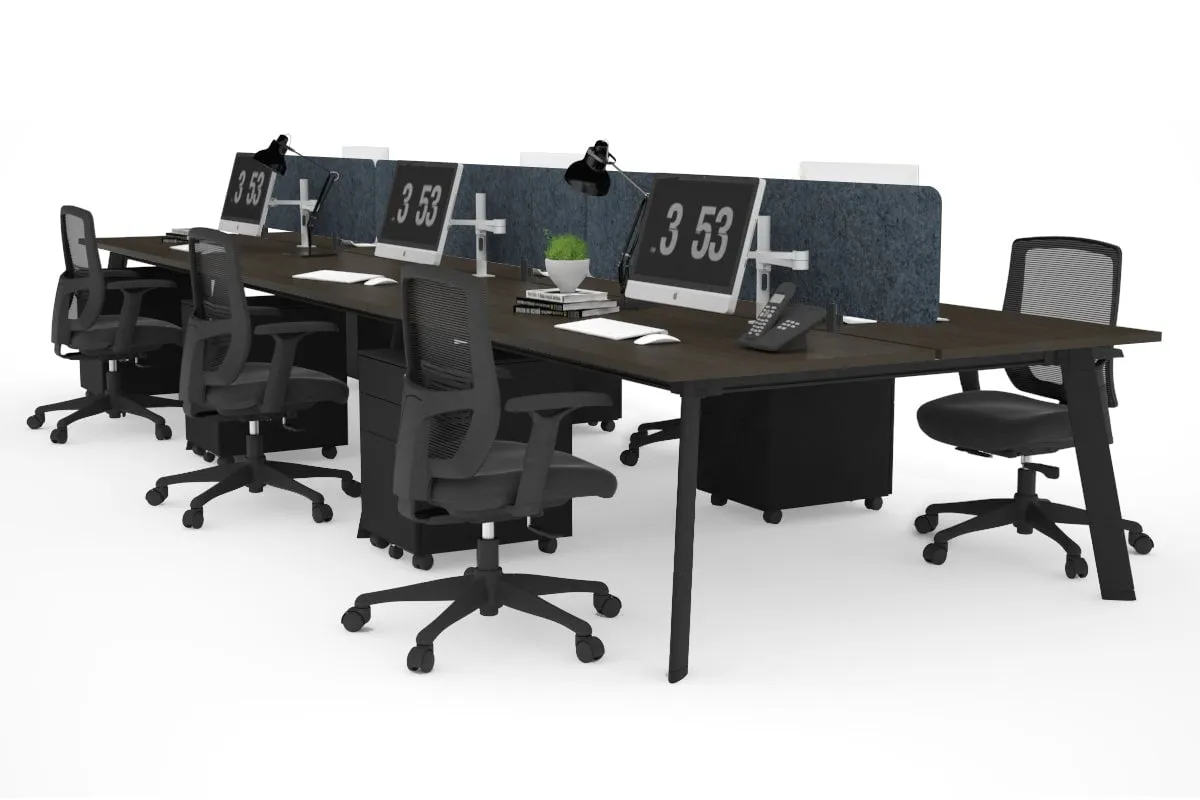 Switch - 6 Person Workstation Black Frame [1600L x 800W with Cable Scallop]