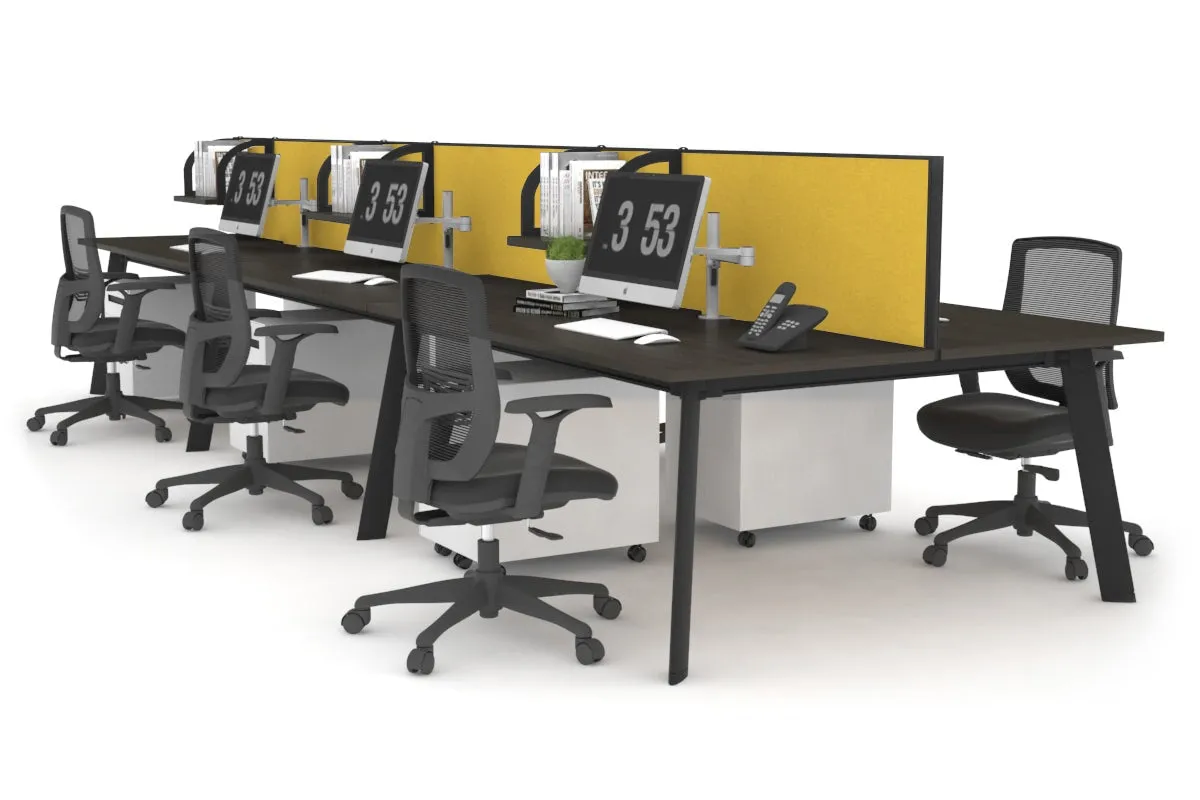 Switch - 6 Person Workstation Black Frame [1600L x 800W with Cable Scallop]