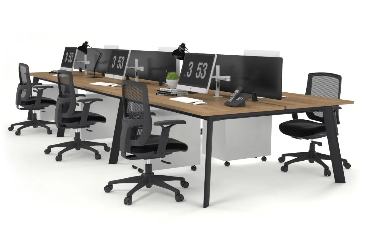 Switch - 6 Person Workstation Black Frame [1600L x 800W with Cable Scallop]