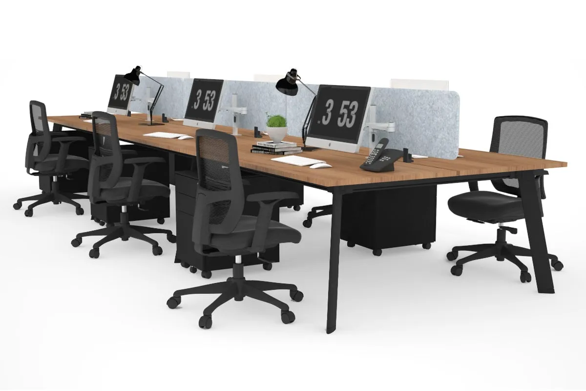 Switch - 6 Person Workstation Black Frame [1600L x 800W with Cable Scallop]