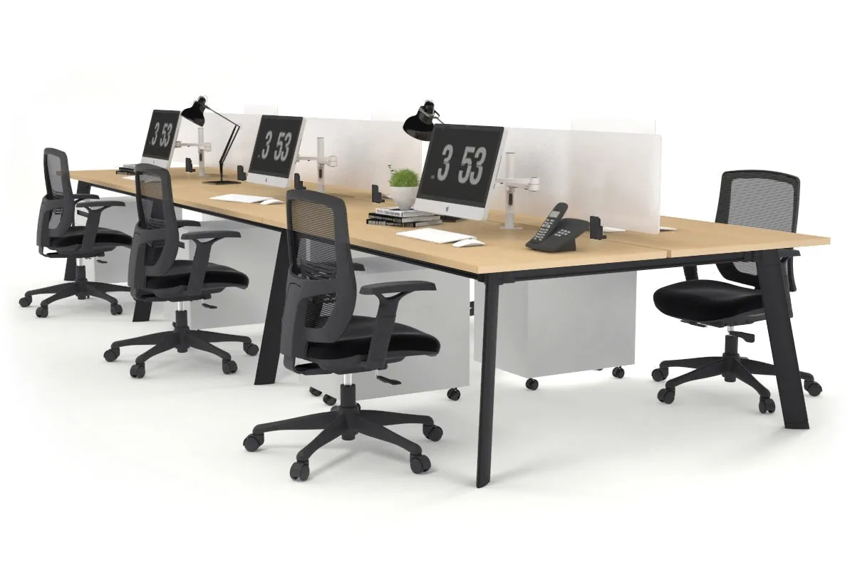 Switch - 6 Person Workstation Black Frame [1600L x 800W with Cable Scallop]