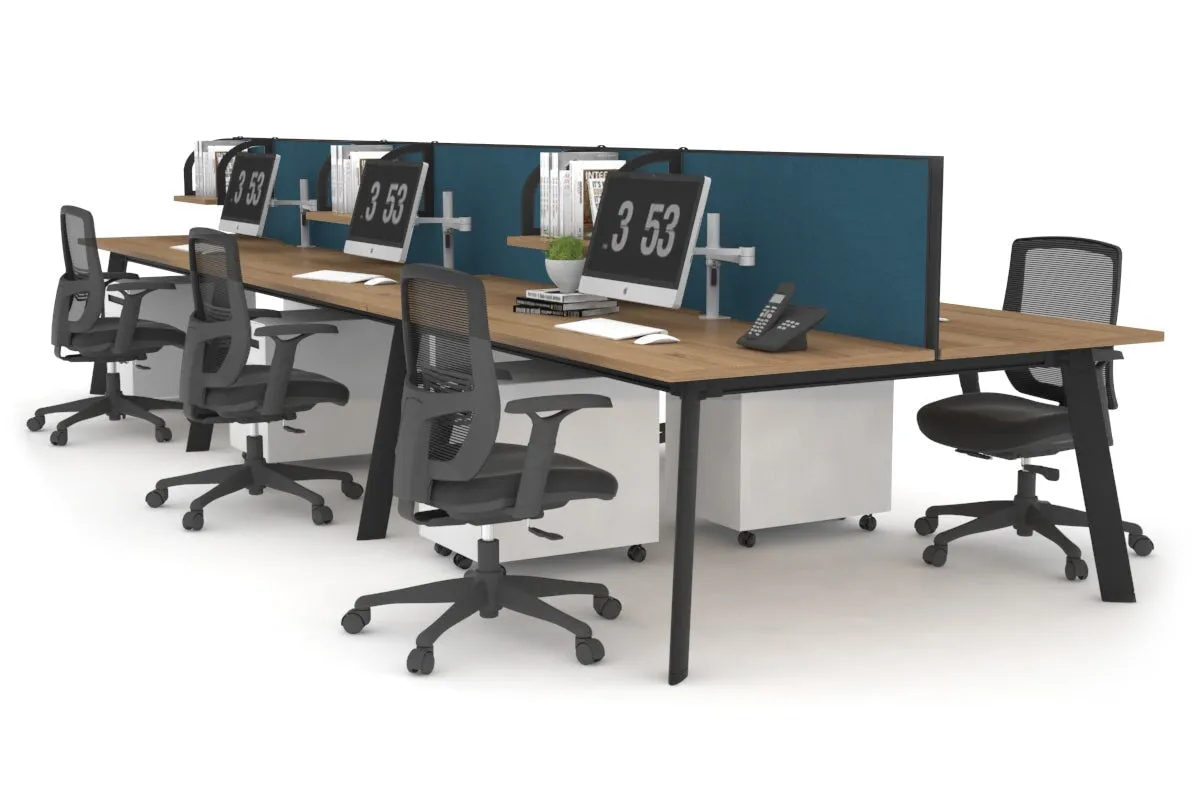 Switch - 6 Person Workstation Black Frame [1600L x 800W with Cable Scallop]