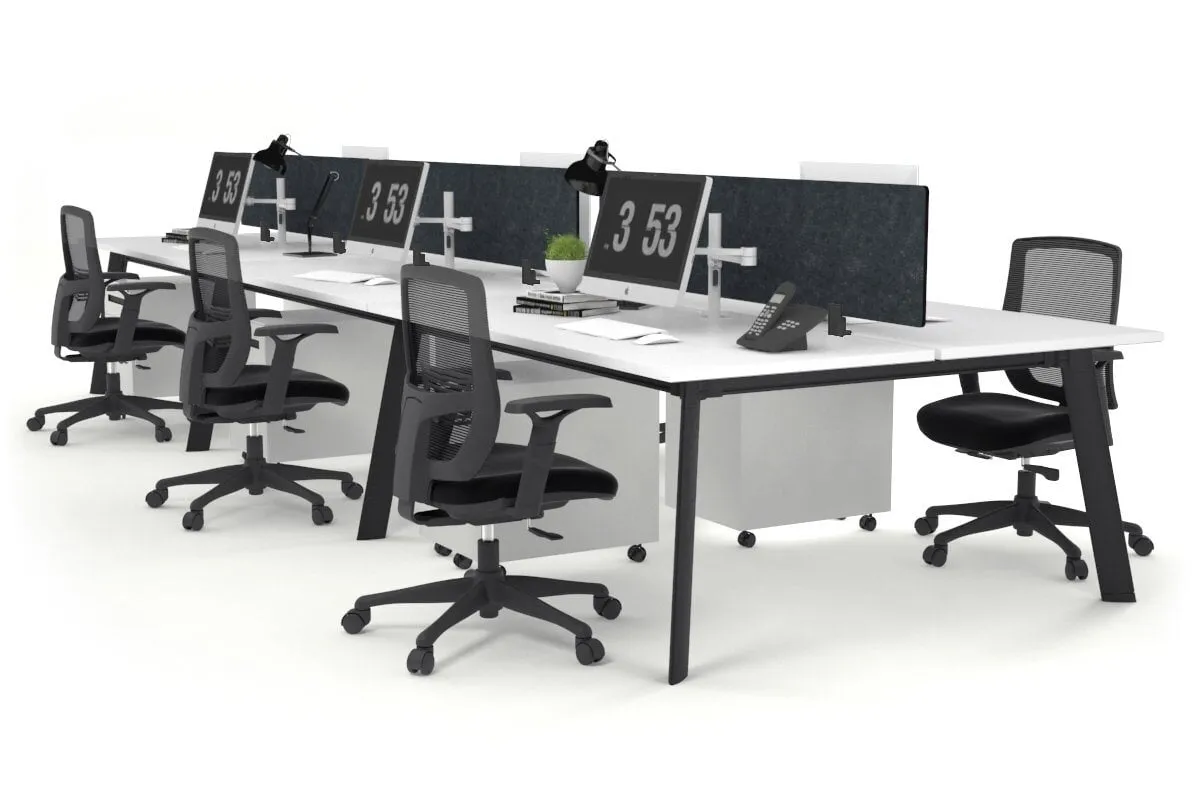 Switch - 6 Person Workstation Black Frame [1600L x 800W with Cable Scallop]