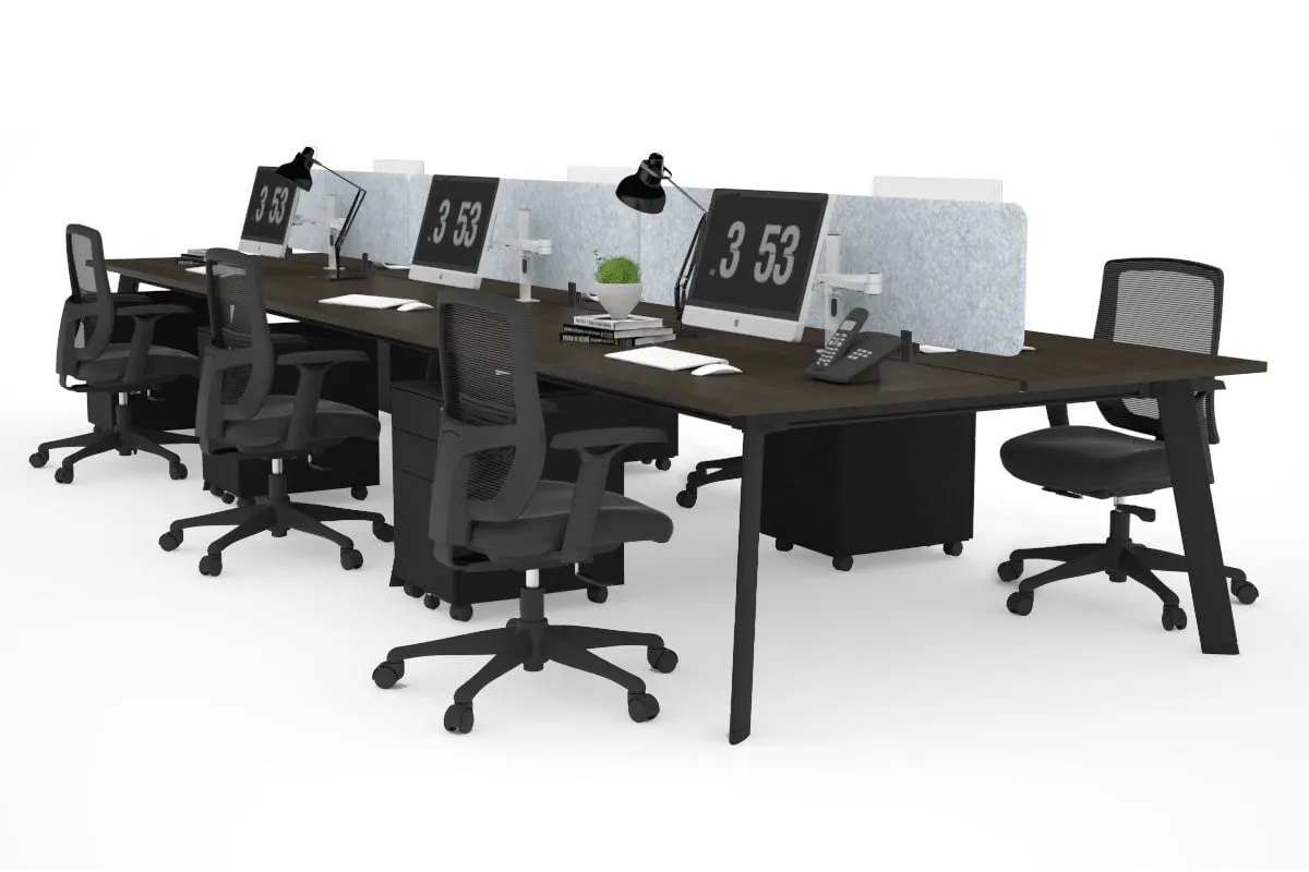 Switch - 6 Person Workstation Black Frame [1600L x 800W with Cable Scallop]