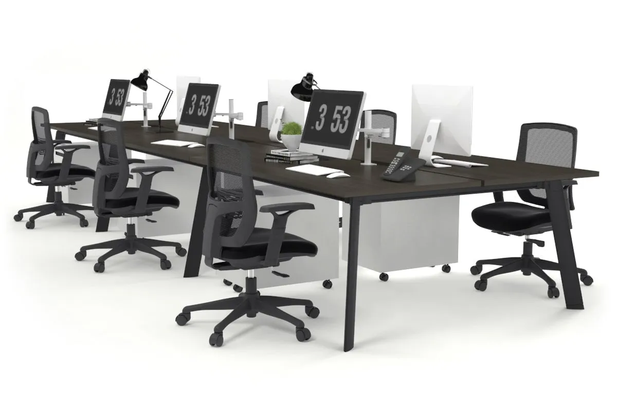 Switch - 6 Person Workstation Black Frame [1600L x 800W with Cable Scallop]