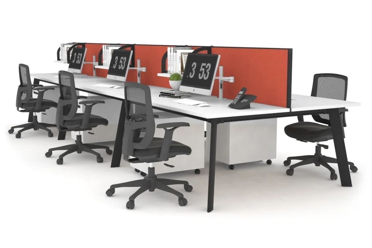 Switch - 6 Person Workstation Black Frame [1600L x 800W with Cable Scallop]