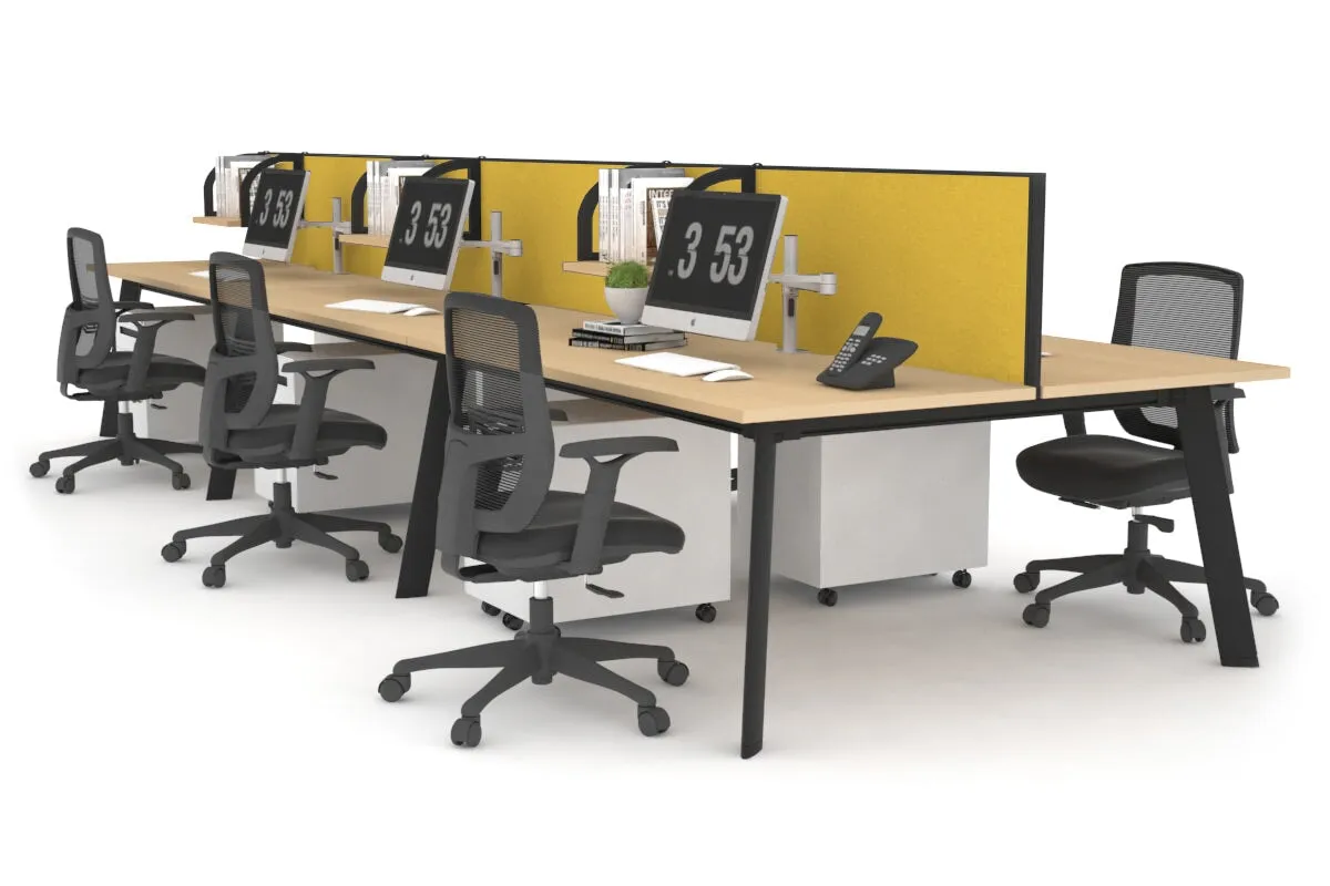 Switch - 6 Person Workstation Black Frame [1600L x 800W with Cable Scallop]