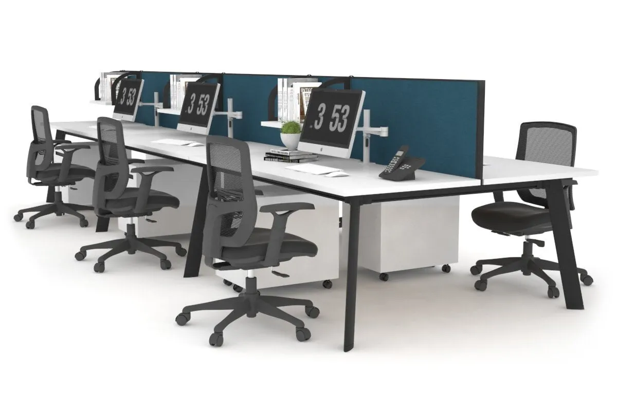 Switch - 6 Person Workstation Black Frame [1600L x 800W with Cable Scallop]