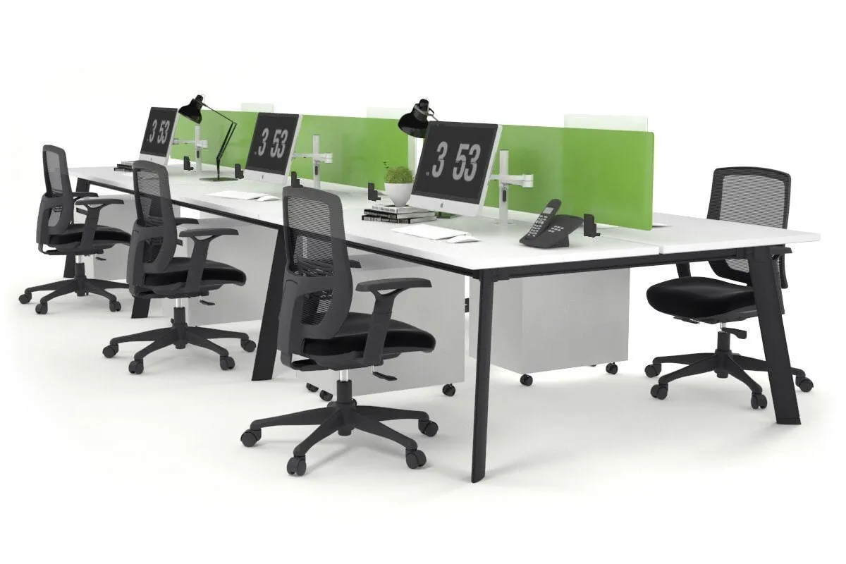 Switch - 6 Person Workstation Black Frame [1600L x 800W with Cable Scallop]