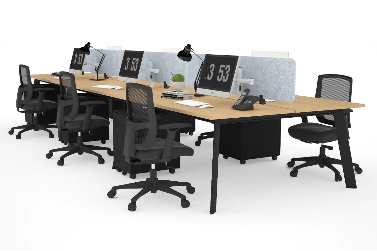 Switch - 6 Person Workstation Black Frame [1600L x 800W with Cable Scallop]
