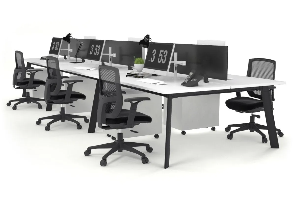 Switch - 6 Person Workstation Black Frame [1600L x 800W with Cable Scallop]