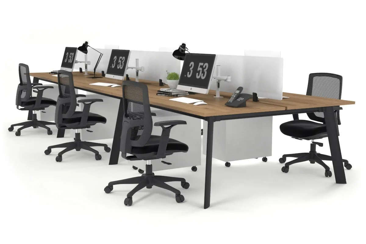 Switch - 6 Person Workstation Black Frame [1600L x 800W with Cable Scallop]