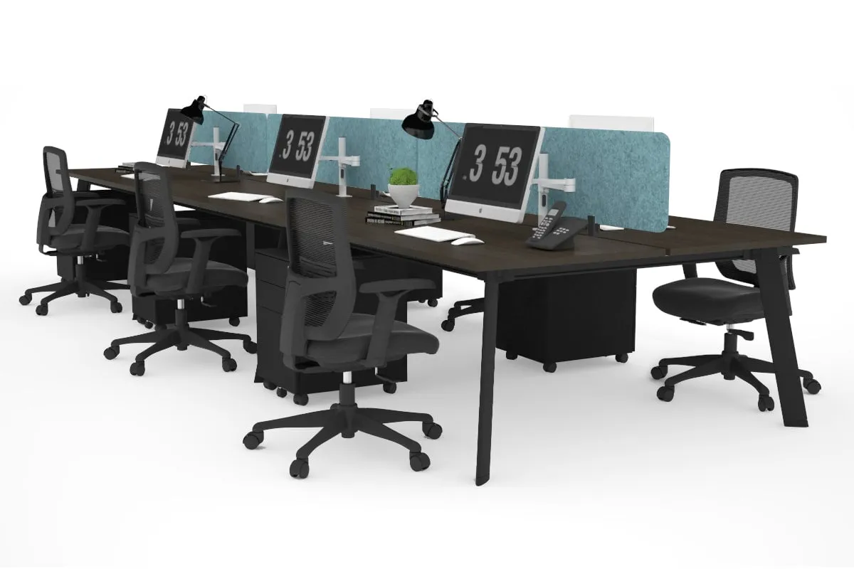 Switch - 6 Person Workstation Black Frame [1600L x 800W with Cable Scallop]